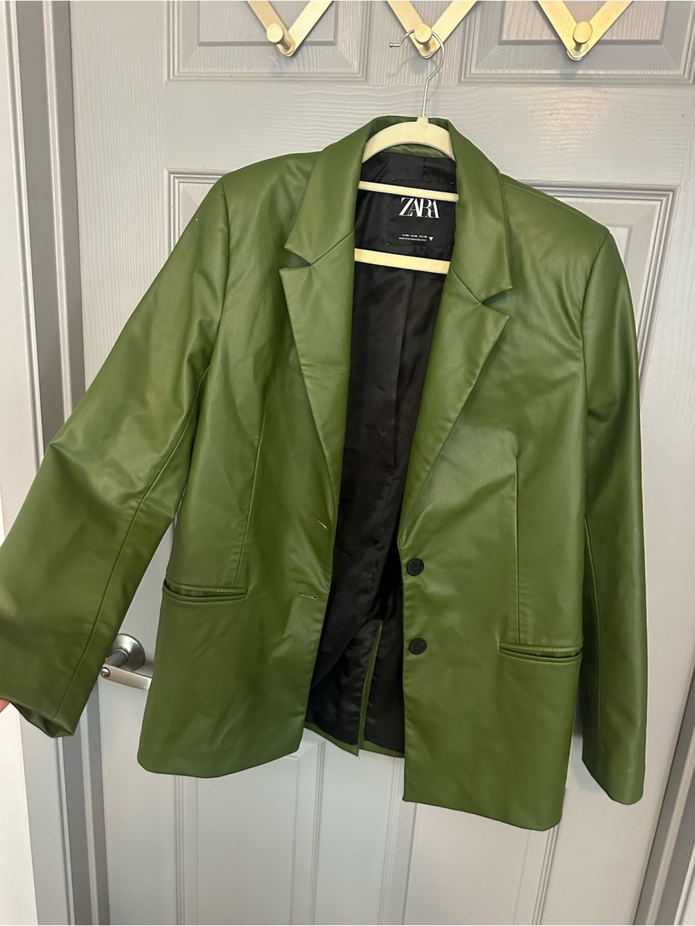 Zara Green Leather Blazer